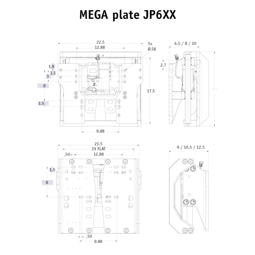 Seastar Electro hydraulic Mega Jack Plate powerlift, 6" set-back - Jp6060 1 - JP6060