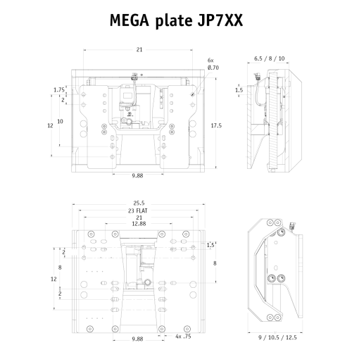 Seastar Electro hydraulic Mega Plate 8" Setback, Wide Mount - Jp7080 2 - JP7080