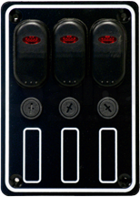 allpa splash waterproof circuit panel 12V with 15A glassfuses and LED-indicators