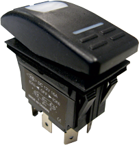 Waterdichte schakelaar met LED-indicator, 3-polig, (ON) - OFF, 15A/12V, inclusief 25 labels - L061012302 72dpi - L061012302
