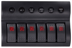 Schakelpaneel, 12V, 8-schakelaars & LED-indicators, Auto Fuse, afm. 235x120mm, waterdicht, 2x5A, 3x10A, 3x15A zekeringen - L0611176 72dpi - L0611178
