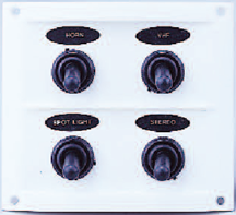 Plastic Circuit Panel, 12v, 110x95mm, 4-Position, 15a Fuses, With Label Set, White - L0674044 72dpi - L0674044
