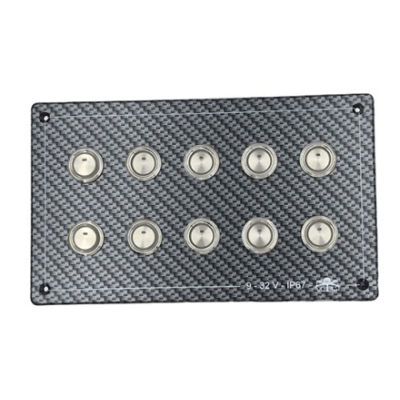 Schakelpaneel, Carbon-look polycarbonaat, 9-32V, waterdicht IP67  Afm.207x123mm - L0680109 1 - L0680109