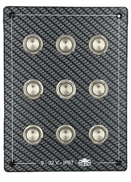 Schakelpaneel, Carbon-look polycarbonaat, 9-32V, waterdicht IP67 Afm.133x178mm - L0680208 1 - L0680208