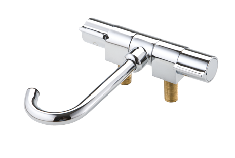 Verchroomde 2-knops-mengkraan, inklapbaar, &Oslash;14mm-uitloop, aansluiting 3/8", A=60mm, B=140mm, C=180mm, D=155mm, E=60mm - N0103110 72dpi - N0103110