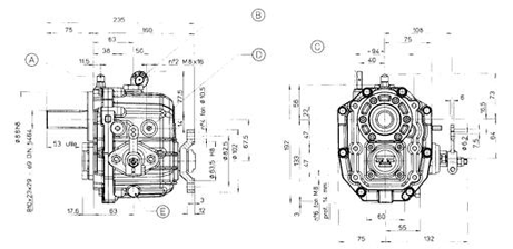 Technodrive mechanische keerkoppeling TMC40P, R=1,45:1 (lange as) - Tmc40p145l 01 72dpi - TMC40P145L